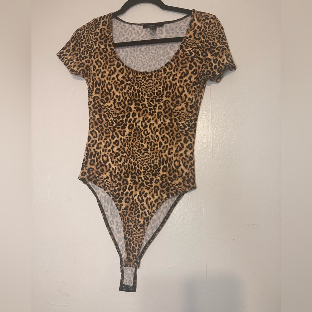 Forever 21 Animal Print Top with Lace Trim